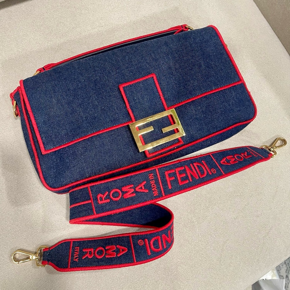 Authentic FENDI Denim Large Baguette